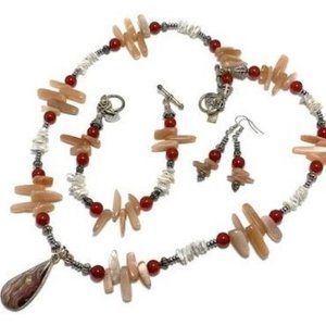 Handmade Jewelry Set by  Surdigirl - Mexican Laguna Lace & Moonstone